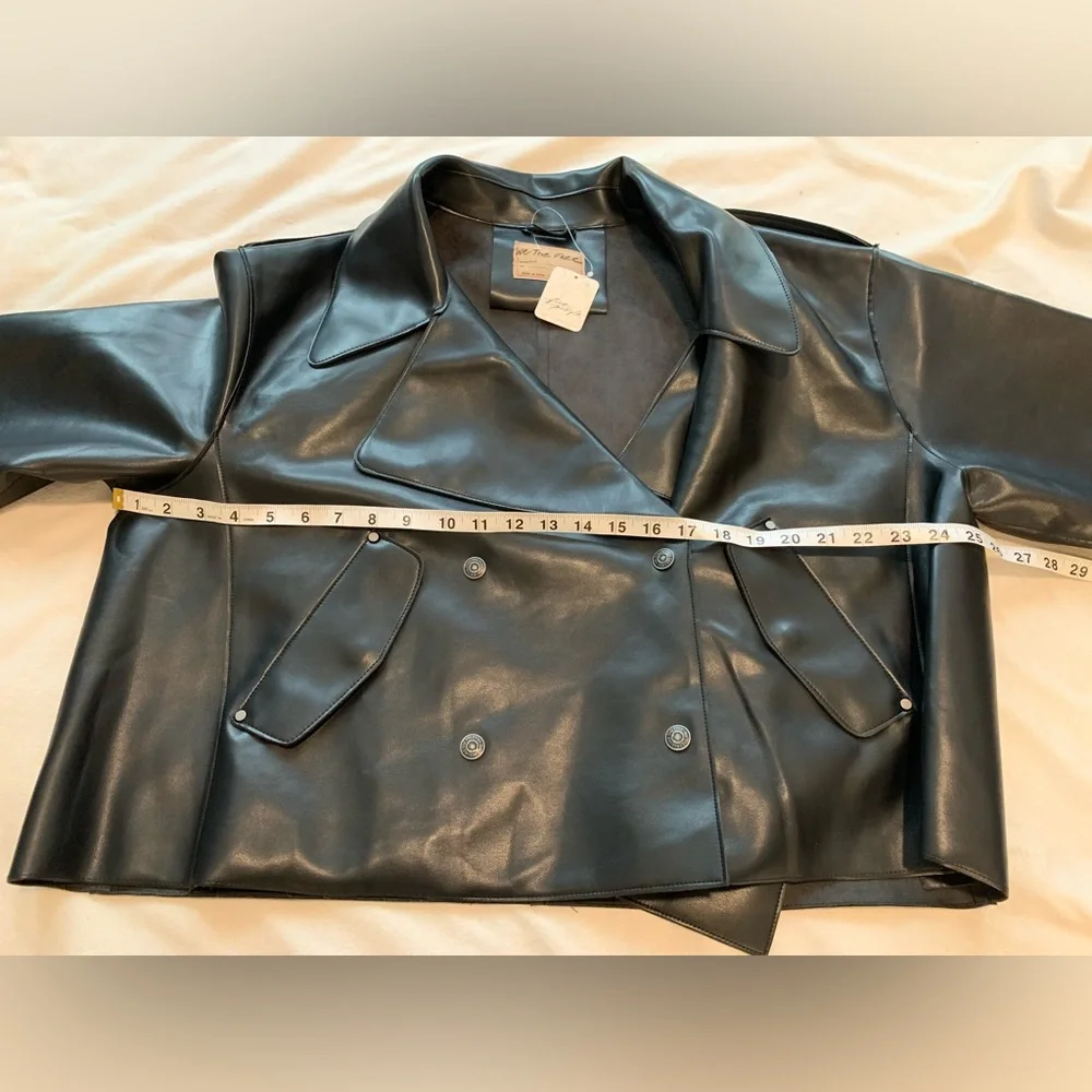 NWT Free People x We The Free Black Alexis Vegan Leather Moto Jacket size Large